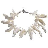 EXP Handmade White Abalone Shell Bracelet With Silver Accent Beads