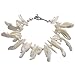 EXP Handmade White Abalone Shell Bracelet With Silver Accent Beads