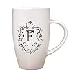 Monogram Elegant Initial 10oz. Ceramic Tapered Coffee Mug - F
