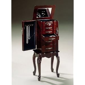 Jewelry Armoire with Queen Anne Legs in Heirloom Cherry Finish