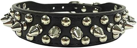Seven Top Spiked Studded Faux Leather Pet Dog Collar Adjustable Harness XS S M L