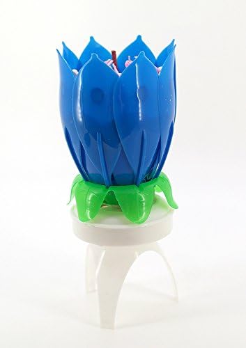 VOCOX 2xThe Amazing Rotating Magical Flower Musical Happy Birthday Candle,Pink+Blue