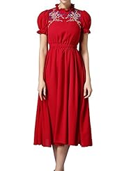 Cotton/Linen Short Sleeves Embroidered Tunic 