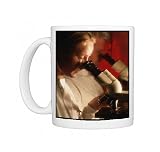 Technicians examining slides under a microscope Photo Mugs