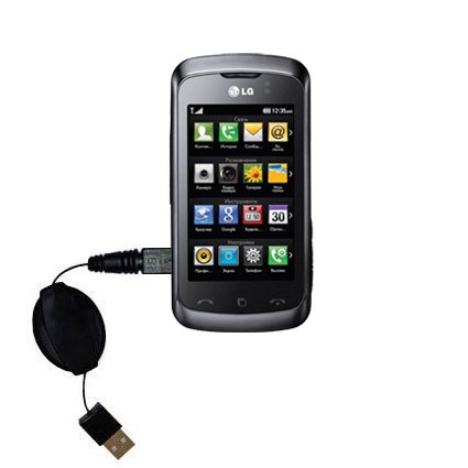 Retractable USB Cable for the LG Clubby with Power Hot Sync and Charge capabilities - uses Gomadic TipExchange Technology