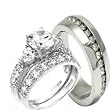 His & Hers Heart 3 Pieces, 925 Sterling Silver & Stainless Steel Engagement Wedding Ring Set, AVAILABLE SIZES men's 8,9,10,11,12; women's set: 5,6,7,8,9.