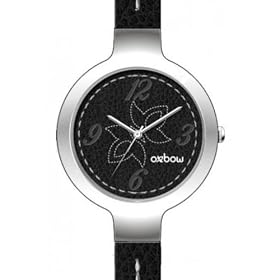 Oxbow - 4522802 - Montre Femme - Quartz Analogique - Bracelet en Cuir Noir