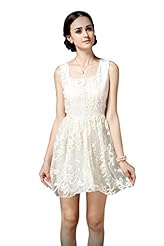 Elasticized   Waistline Embroidered Lace Prom Dress/Mini Dress 