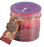 7cms CINNNAMON SPICE DIAGONAL LAYER RED CANDLE