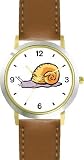 Snail No.2 Animal - WATCHBUDDY® DELUXE TWO-TONE THEME WATCH - Arabic Numbers - Brown Leather Strap-Size-Children's Size-Small ( Boy's Size & Girl's Size )