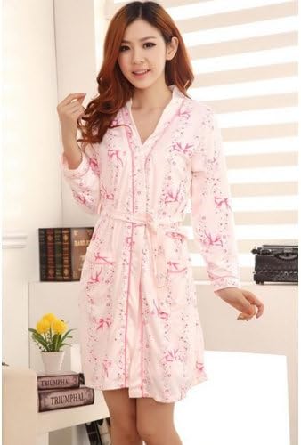 Home wear cotton long sleeve pijamas and robe sleepwear sets Orange Size XL