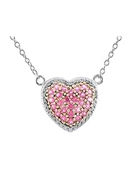1.5mm Heart Shaped Created Pink Sapphire 18 Inch Necklace in 925 Sterling Silver