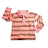 Gold Rush Outfitters - Infant Girls Long Sleeve Striped Polo, Pink, Brown