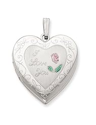 Genuine .925 Sterling Silver 24mm Enameled Rose with Border Heart Locket. 100% Satisfaction Guaranteed.