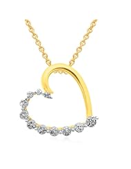 18k Gold Plated Sterling Silver Diamond Heart Pendant Necklace (1/10 Cttw, I-J Color, I2-I3 Clarity), 18"