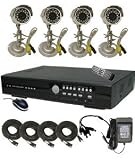 CIB R401H60W500G8752 4CH Security Surveillance DVR Four CCD Bullet Cameras KIT. Eagleeyes Software