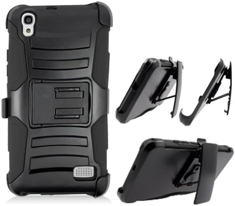 Rugged Case for Straight Talk Huawei Pronto LTE / Snapto 4g LTE Black Edge Cover Kickstand with Holster Belt Clip
