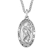 Sterling Silver Oval St Christopher Medal with Black Writing, 20"