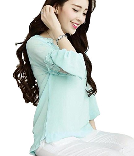 (パレストレンド) PALACE TREND シフォン シャツ レディース 七分袖 レース ラウンドネック