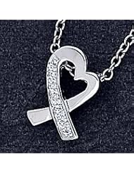 Sterling Silver CZ Heart Pendant on 16 Chain Necklace - 16 Inch