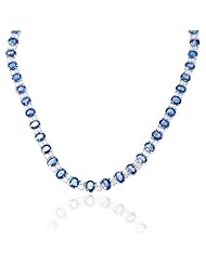 Diamond and Ceylon Blue Sapphire 18k White Gold Necklace