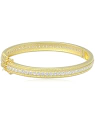 Freida Rothman Belargo Jewelry Ridged Classic Pave Hinge Bangle Bracelet, 2"