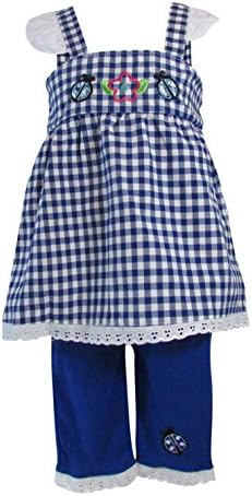 Coney Isle Baby Girls Two-piece Gingham Babydoll Top Capri Set 24M Blue
