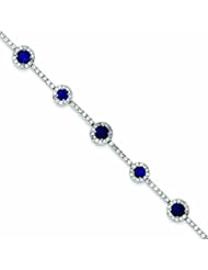Genuine .925 Sterling Silver Blue And Clear Cz Bracelet 11.5 Grams . 100% Satisfaction Guaranteed.