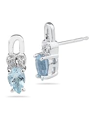 0.01 Cts Diamond & 0.68 Cts Aquamarine Earrings in 14K White Gold