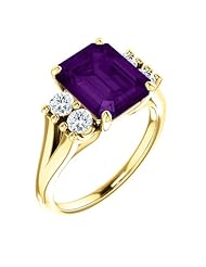 10K Yellow Gold 10.00x8.00mm Emerald Cut Chatham Created Alexandrite and Diamond Ring -- LIFETIME WARRANTY