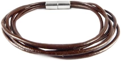 Adjustable for Men and Women Dark Brown Multi Cord with Magnetic Stainless Steel Clasp Leather Bracelet