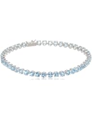 14k Gold Round Blue Topaz Tennis Bracelet