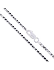 Sterling Silver Diamond-Cut Oxidized Rope Chain 1.5mm 925 Antiqued Necklace 30"