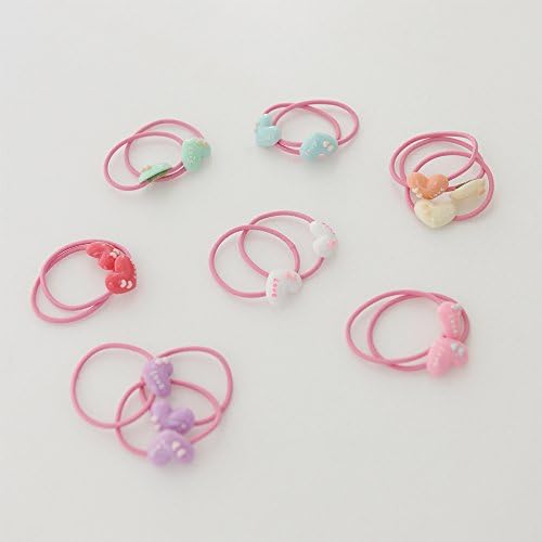 Lapin - 16 Pcs (8 Pairs) Girls Heart Ponytail Holder