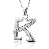Men's Sterling Silver Alphabet Initial K Diamond Pendant Necklace (HI, I, 0.11 carat)