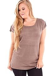 Plus Size Sweater Open-Back Cap Sleeves Polyester/Spandex Tunic 