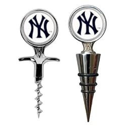 New York Yankees Cork Screw and Wine Bottle Topper Set MLB Baseball