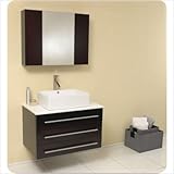 IMAGE OF Modello Modern Bathroom Vanity with Medicine Cabinet Finish: White, Countertop: Granite