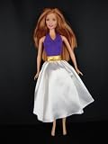 3 Pc Set White Skirt Purple Halter Top and Removable Gold Belt Made to Fit the Barbie Doll