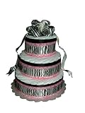 Beautiful Baby Shower Diaper Cake Gift Set or Centerpiece (3 Tier, Zebra)