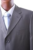 Men's Single Breasted Taupe Pinstripe Super 150s Wool Feel Dress Suit
