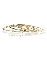 3 BANGLE SET GOLD & SATIN FINISH WITH WHITE CZ