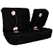 FH-FB053128 3 Row Floral Design Cloth Car Seat Covers, Airbag compatible and Split Bench, Black