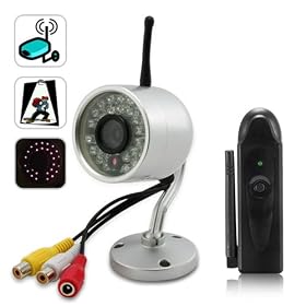 BW 2.4G Wireless Mini Nightvision Camera+USB DVR Receiver Set - White Add Black