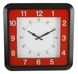 Retro Modern Red & Black Square Wall Clock