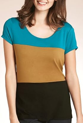 Short Sleeve Colour Block Jersey Top [T43-8212-S-LCTB]