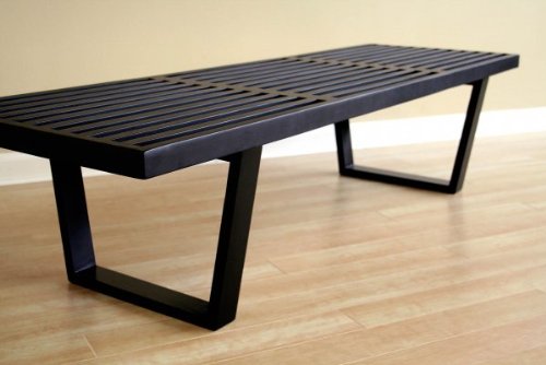 Contemporary Nelson Style Black Wooden Bench
