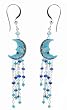 Zarah Jewelry Man in the Moon Enameled Sterling Silver & Crystal Bead Dangle Earrings