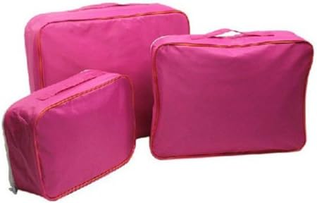 2013 Smart House Travel Packing Mesh Cubes, Double Zipper Luggage Storage Space Saver Organizer Bags Set 3PCS (Rose)