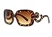 Designer Inspired Oversized High Fashion Square Sunglasses w/ Baroque Swirl Arms Tortoise Brown
